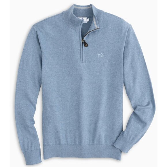 Southern Tide Jade Heather Croaker Quarter Zip Sweater – Blue Shadow